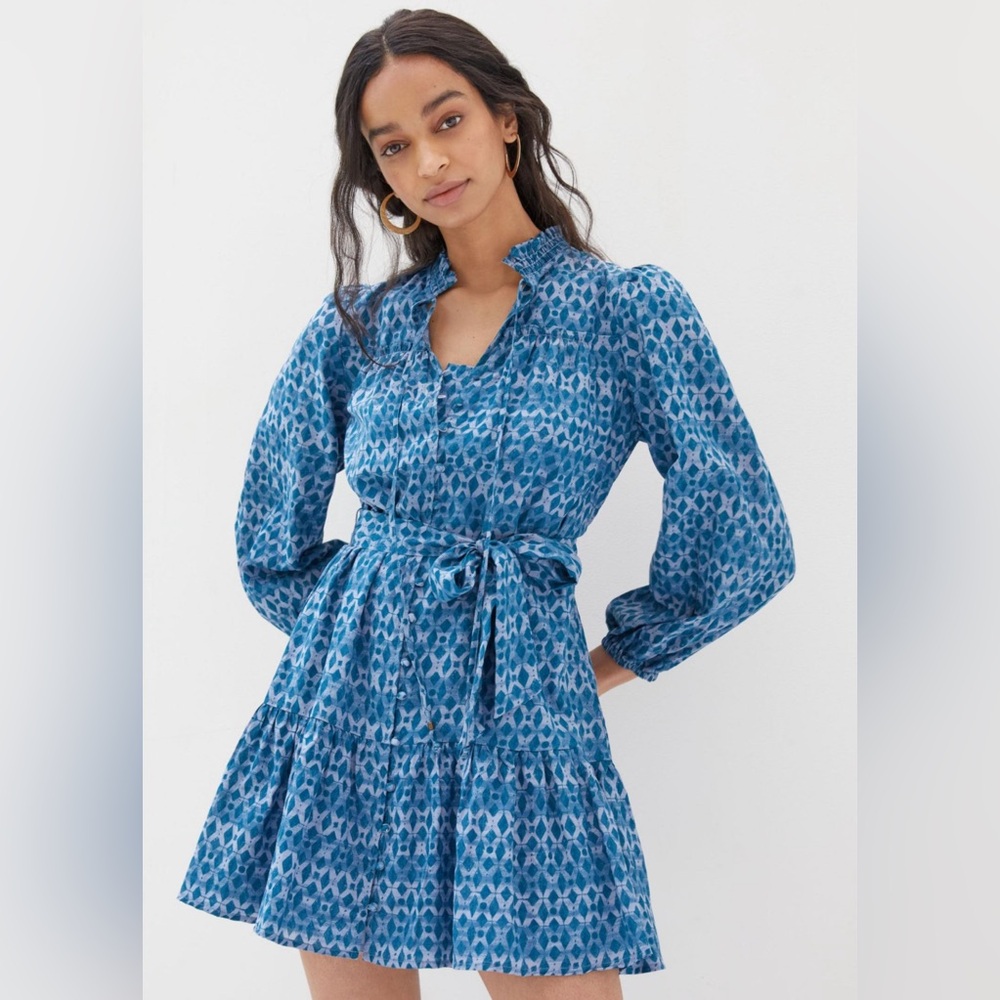 Anthropologie • Calanthe Mini Shirtdress - Blue Motif -  Large